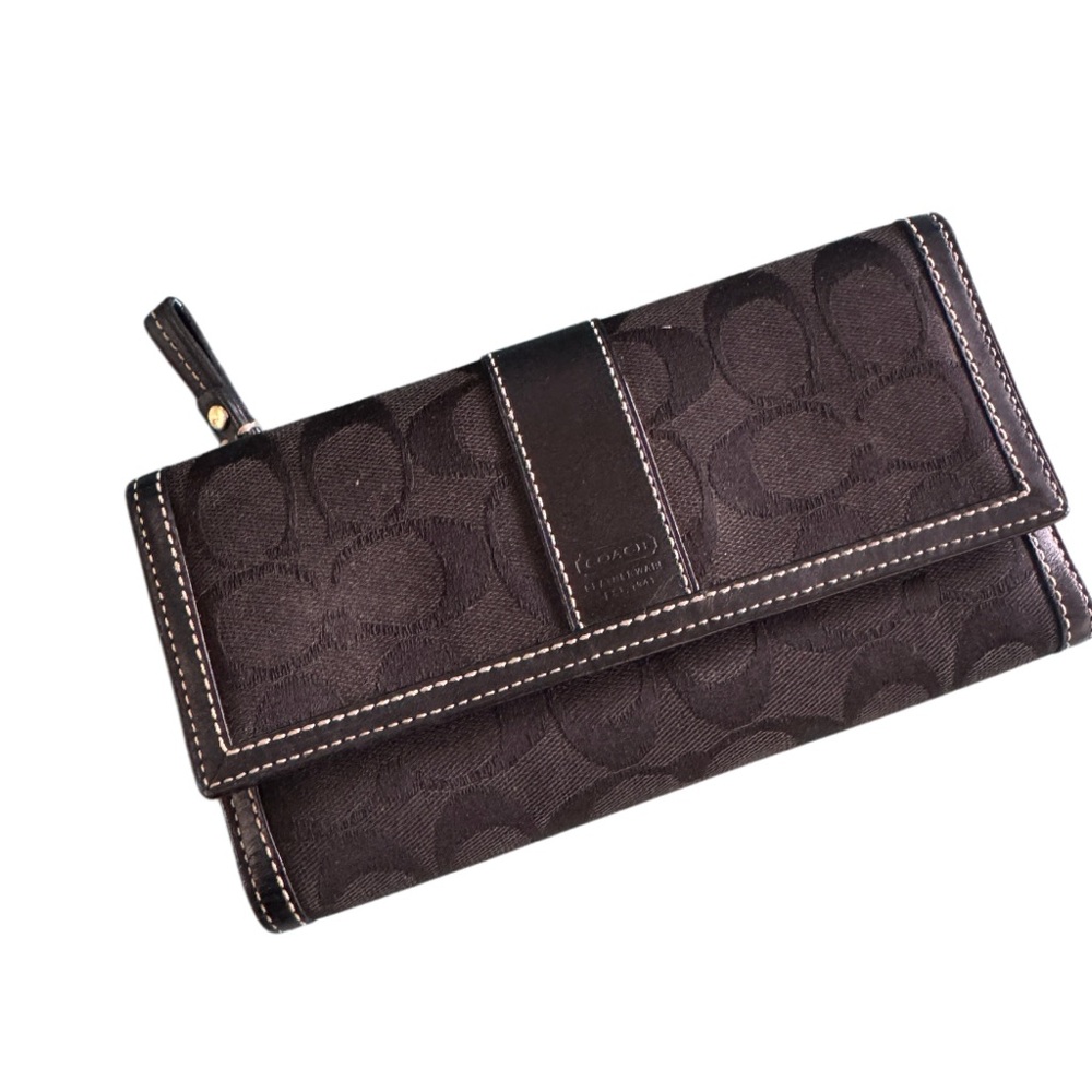 Coach Black Signature Wallet Long Monogram